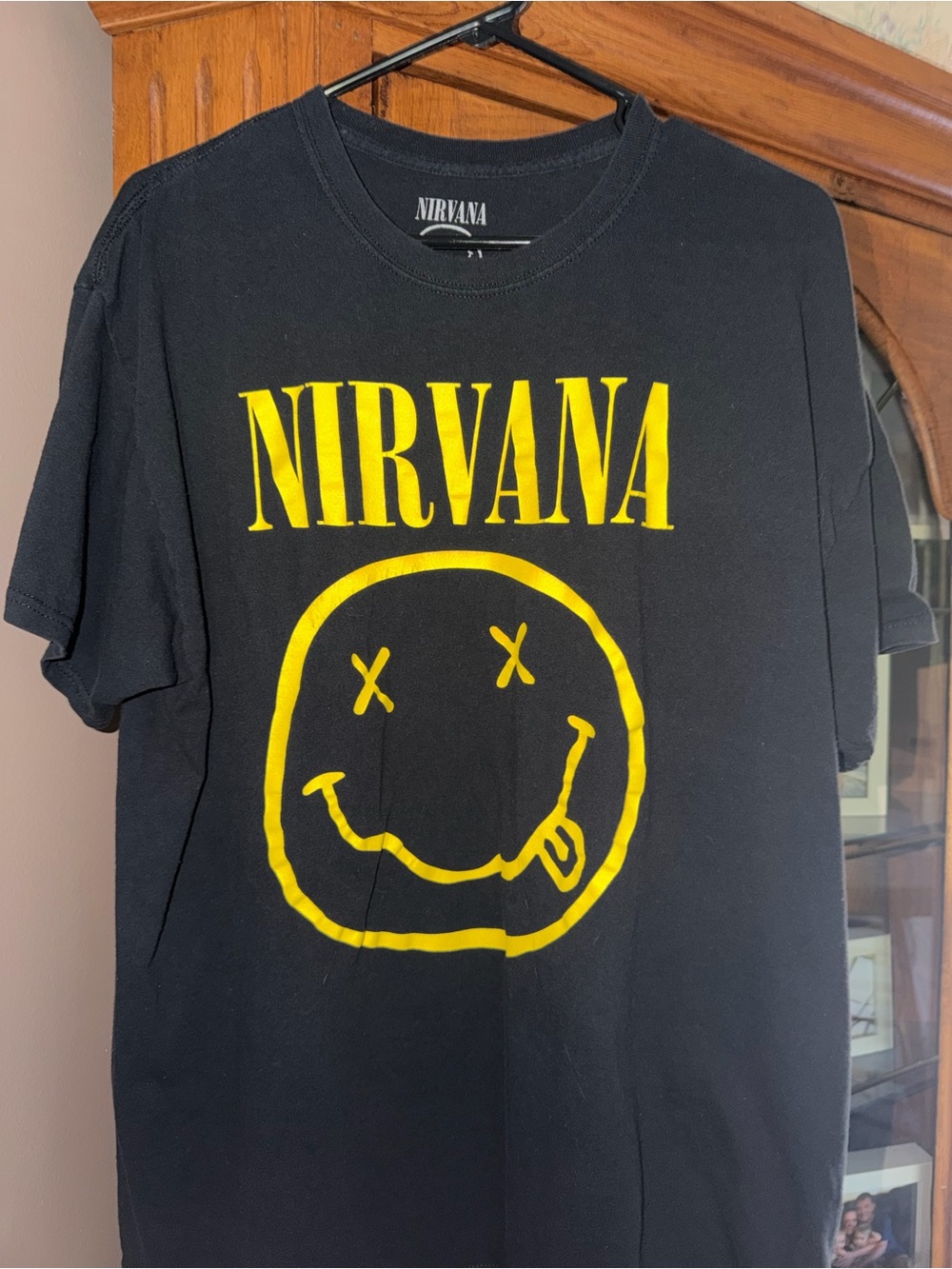 XL Nirvana Black Tee with Yellow Smiley Logo. MUST BE BUNDLED